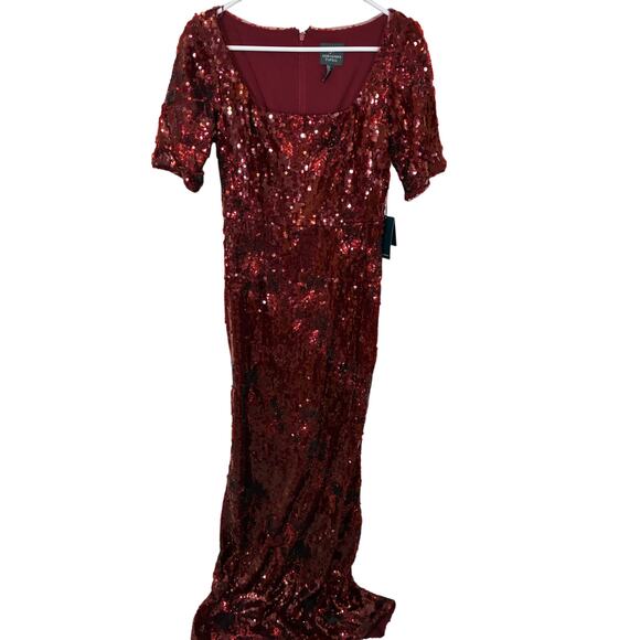NWT Adrianna Papell Women's Square-Neck Sequin Gown Event Glam Glitz Sparkle 2 - Picture 3 of 8